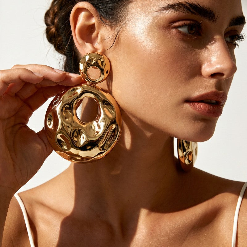 Classy Molten Disc Drop Earrings