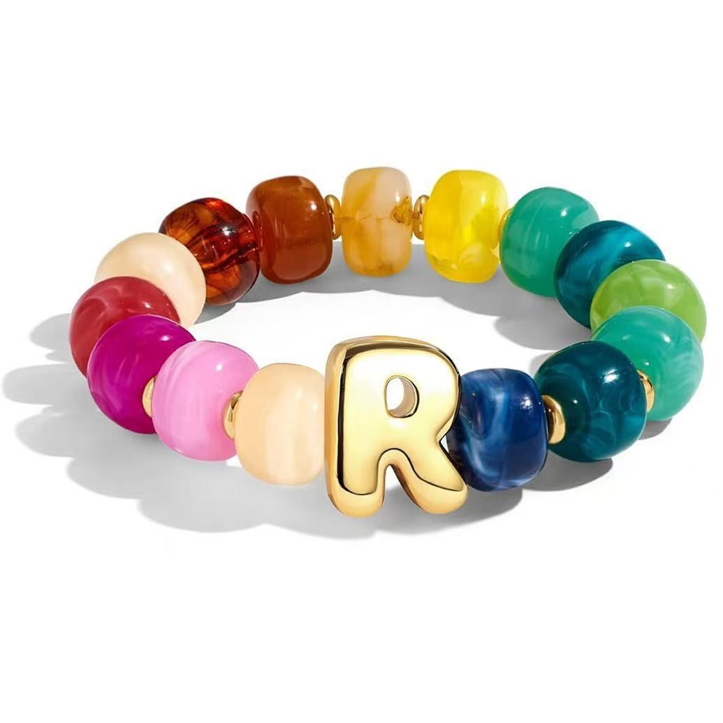 Colorful Acrylic Letter Initial Bracelet
