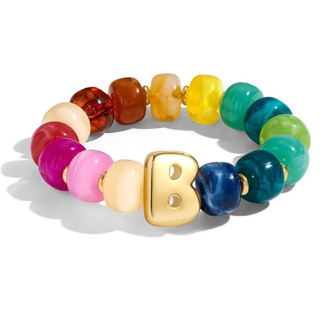 Colorful Acrylic Letter Initial Bracelet