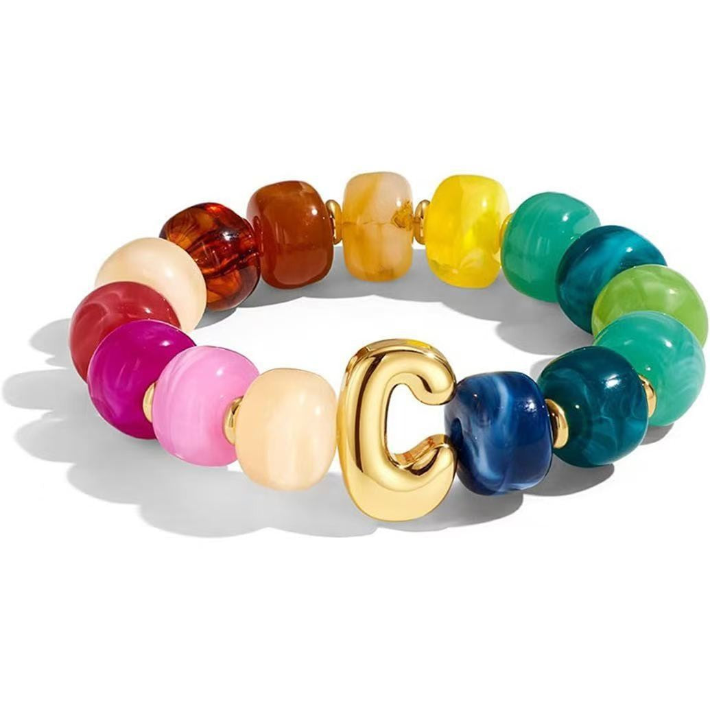 Colorful Acrylic Letter Initial Bracelet