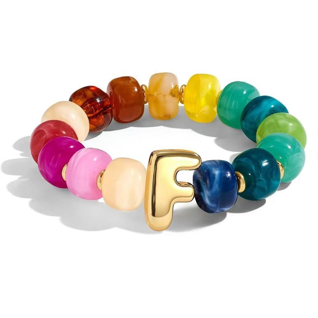 Colorful Acrylic Letter Initial Bracelet