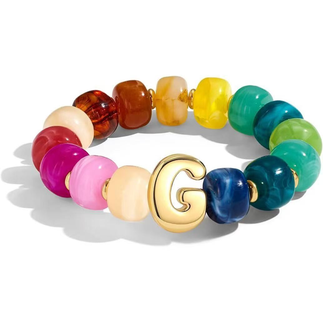 Colorful Acrylic Letter Initial Bracelet