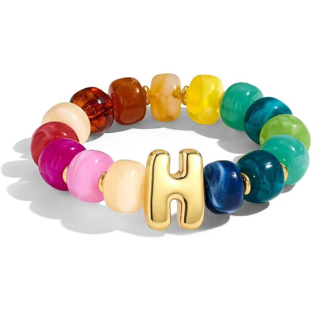 Colorful Acrylic Letter Initial Bracelet