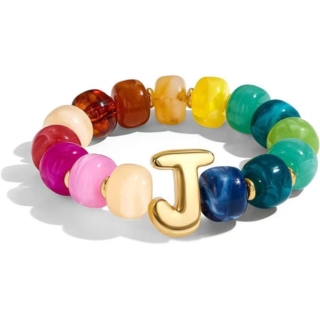 Colorful Acrylic Letter Initial Bracelet