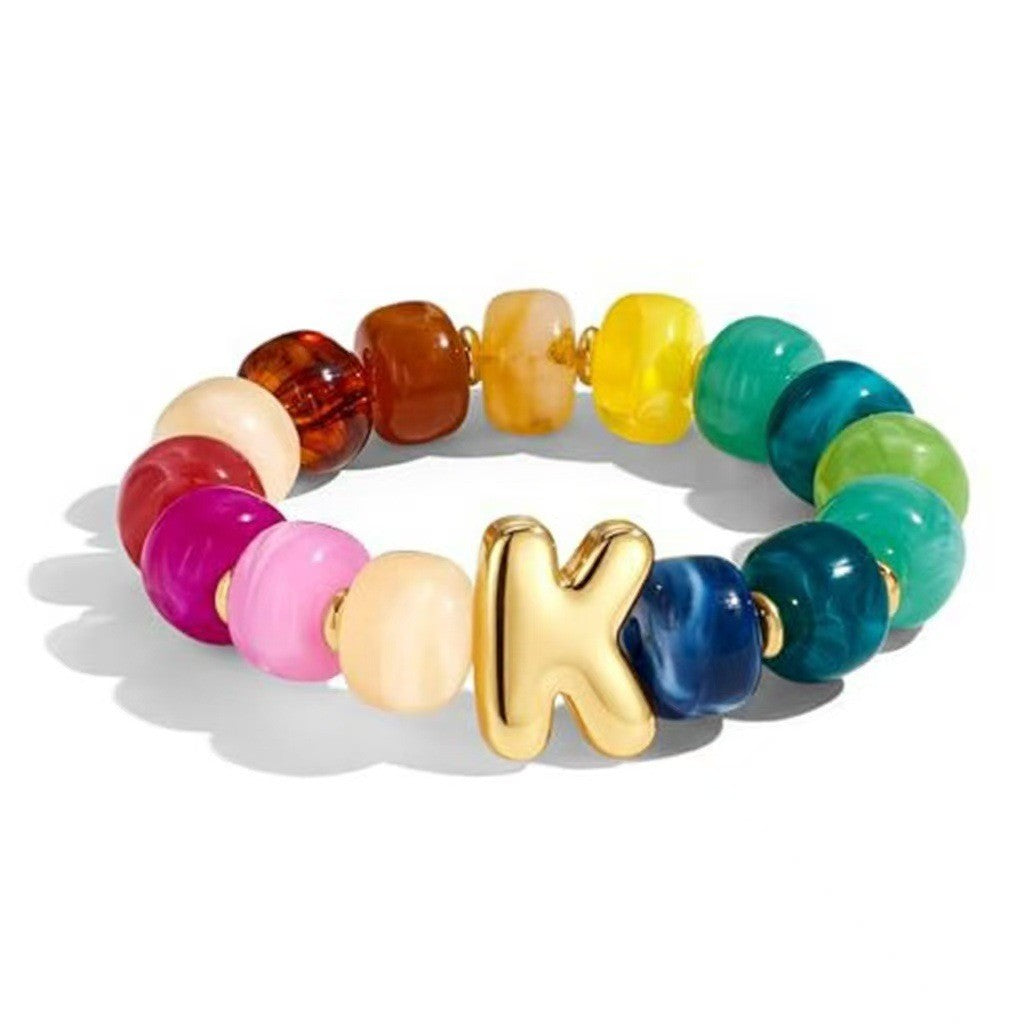 Colorful Acrylic Letter Initial Bracelet