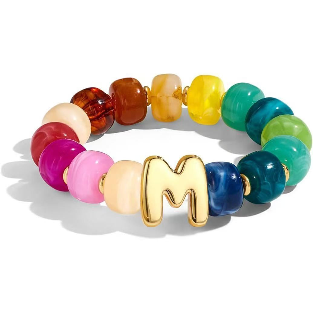 Colorful Acrylic Letter Initial Bracelet