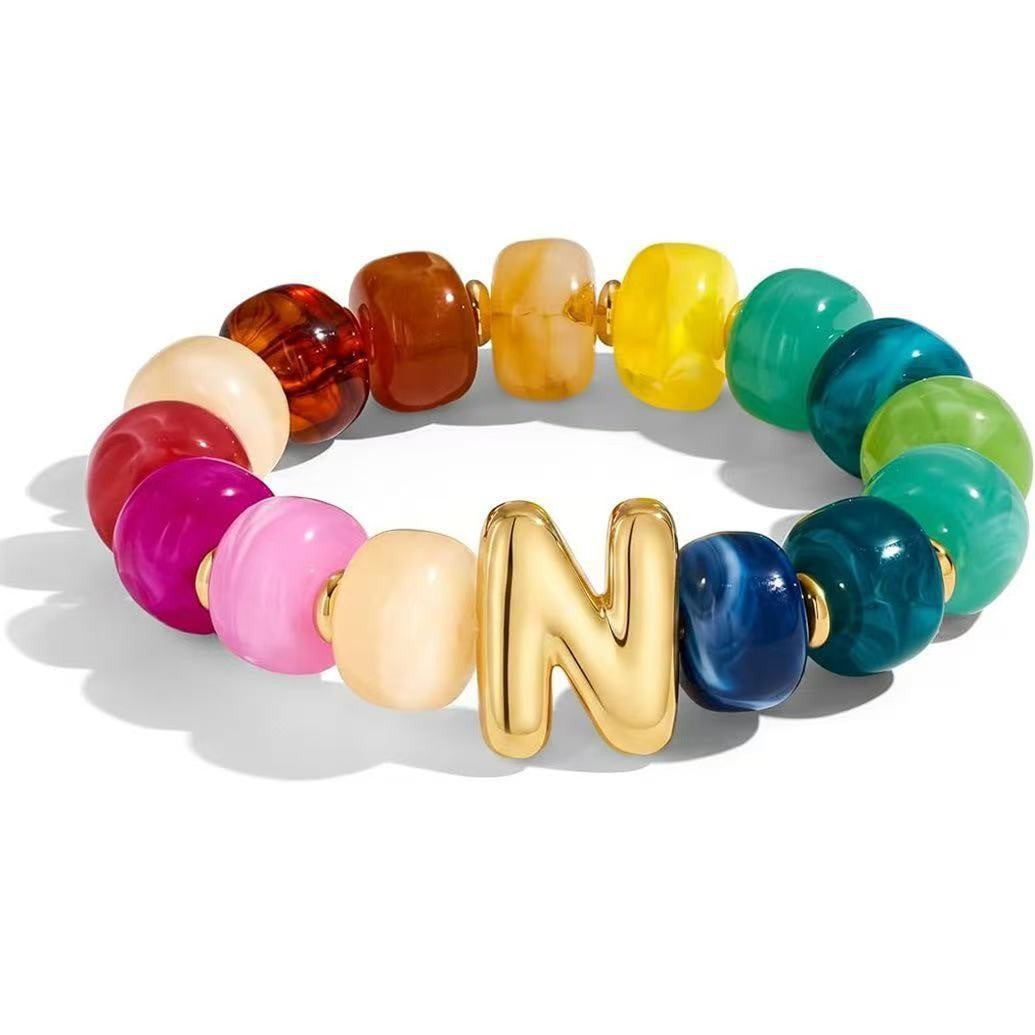 Colorful Acrylic Letter Initial Bracelet