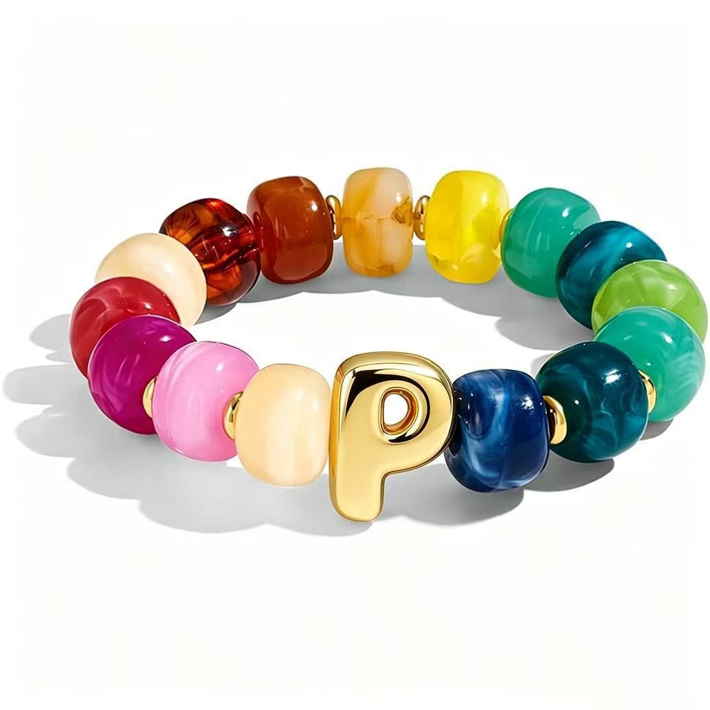 Colorful Acrylic Letter Initial Bracelet