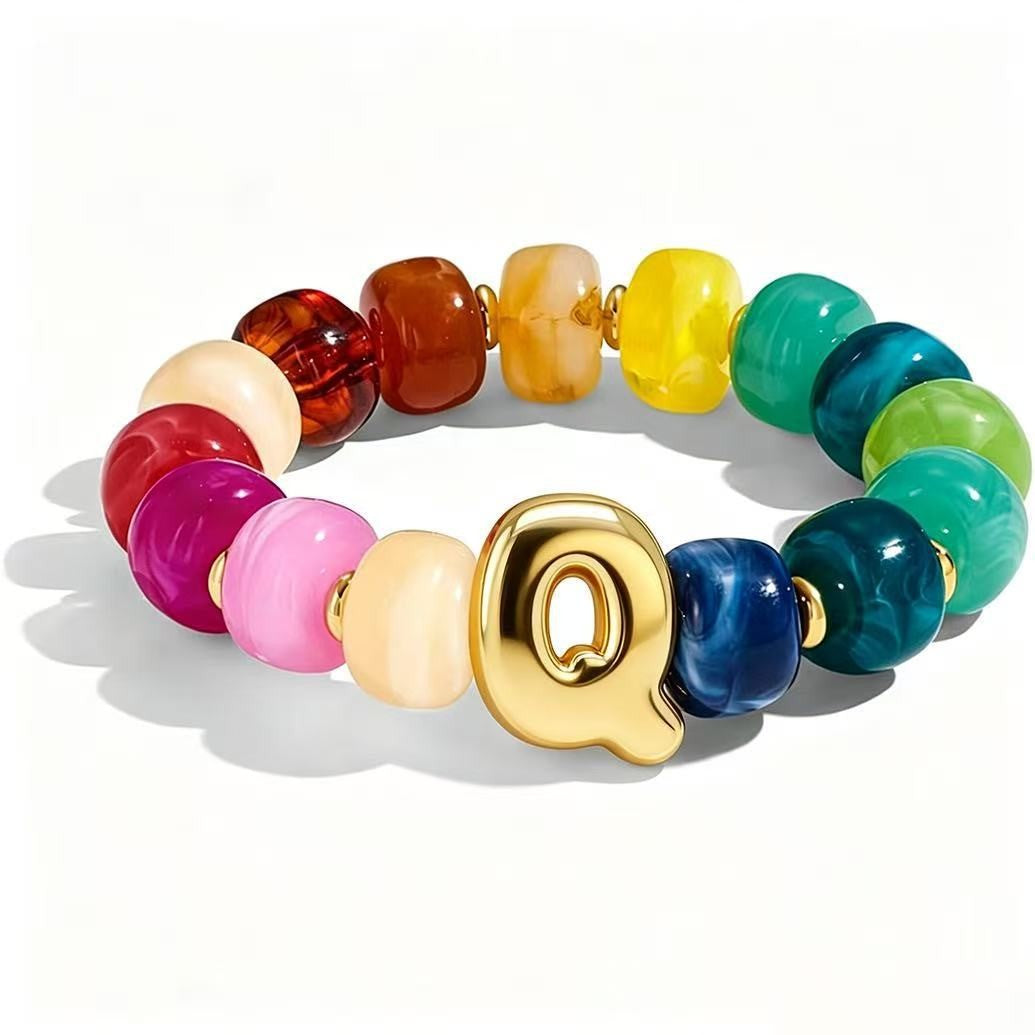 Colorful Acrylic Letter Initial Bracelet