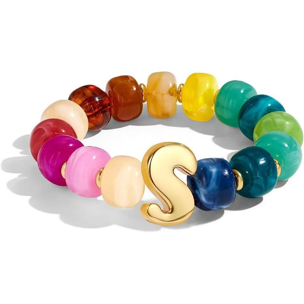 Colorful Acrylic Letter Initial Bracelet