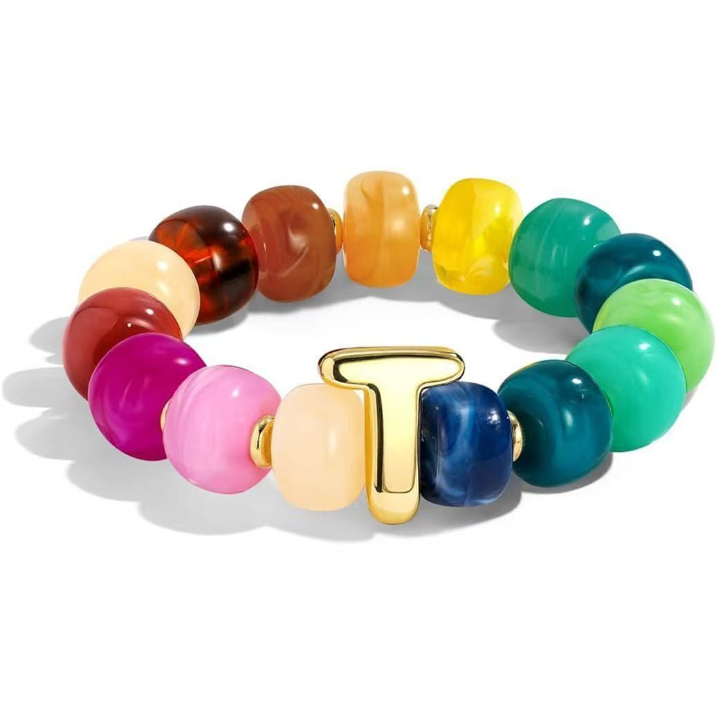 Colorful Acrylic Letter Initial Bracelet