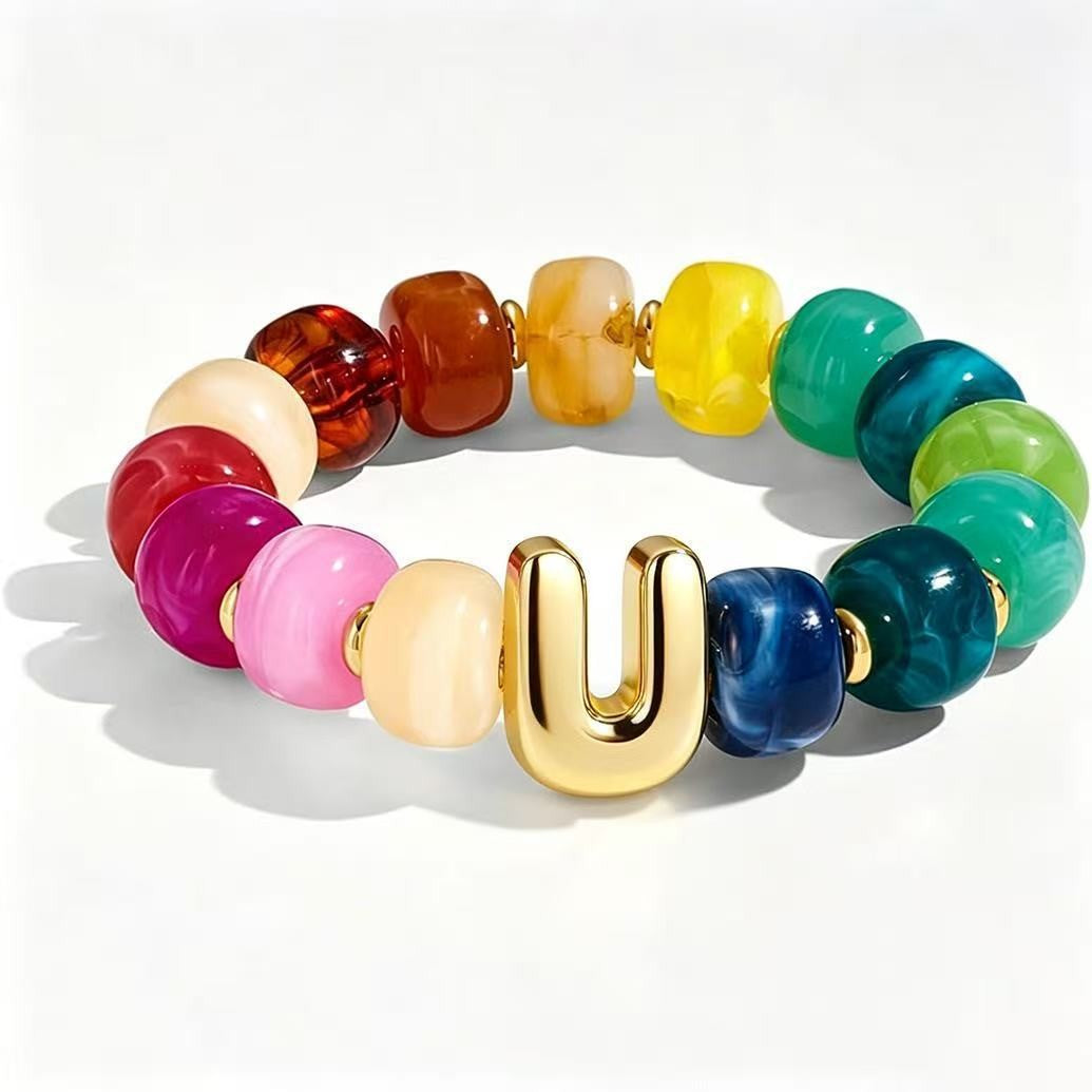 Colorful Acrylic Letter Initial Bracelet
