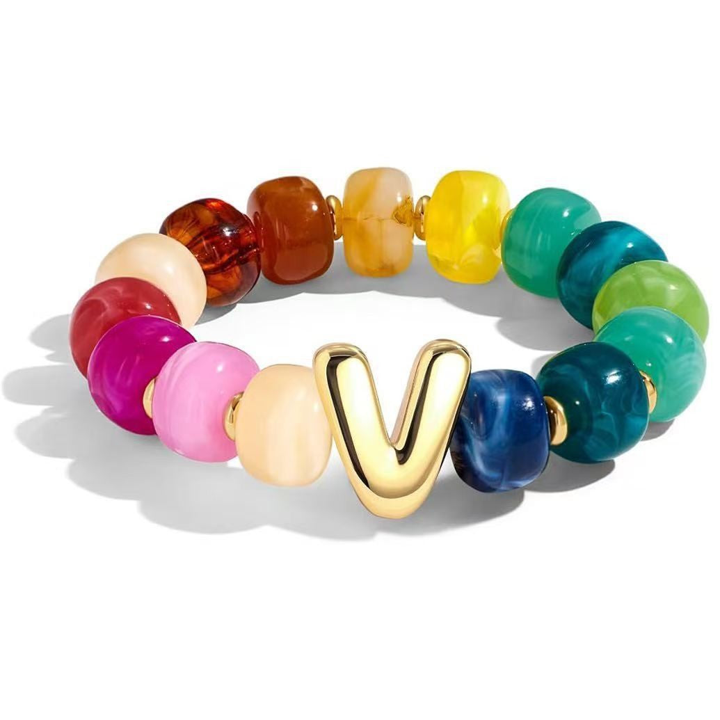 Colorful Acrylic Letter Initial Bracelet