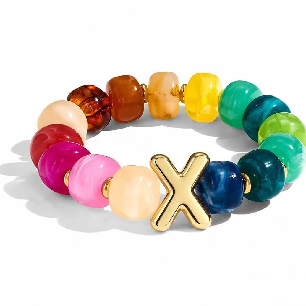 Colorful Acrylic Letter Initial Bracelet