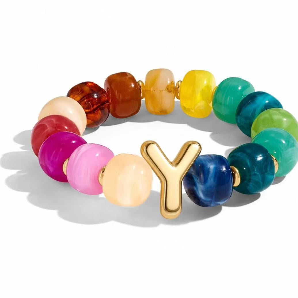 Colorful Acrylic Letter Initial Bracelet