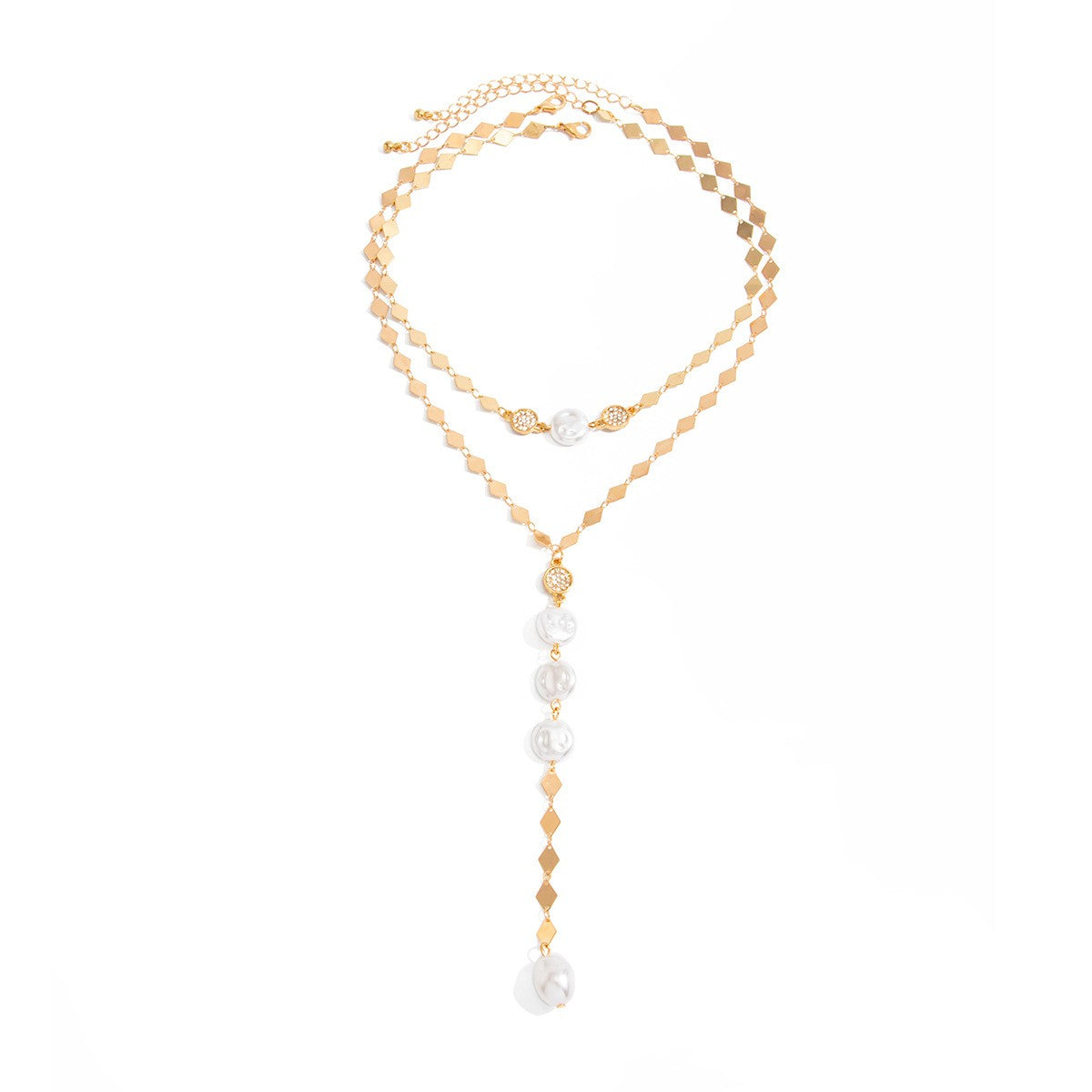 Classy Geometric Faux Pearl Y-Necklace