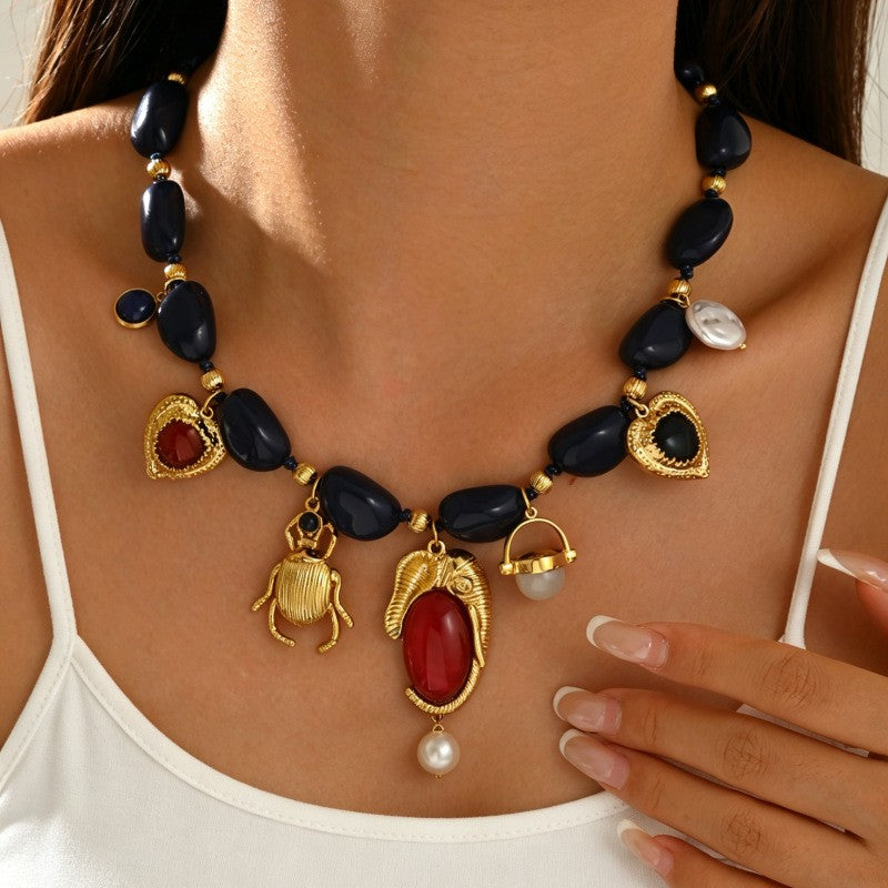 Boho Vintage Egyptian Charm Necklace