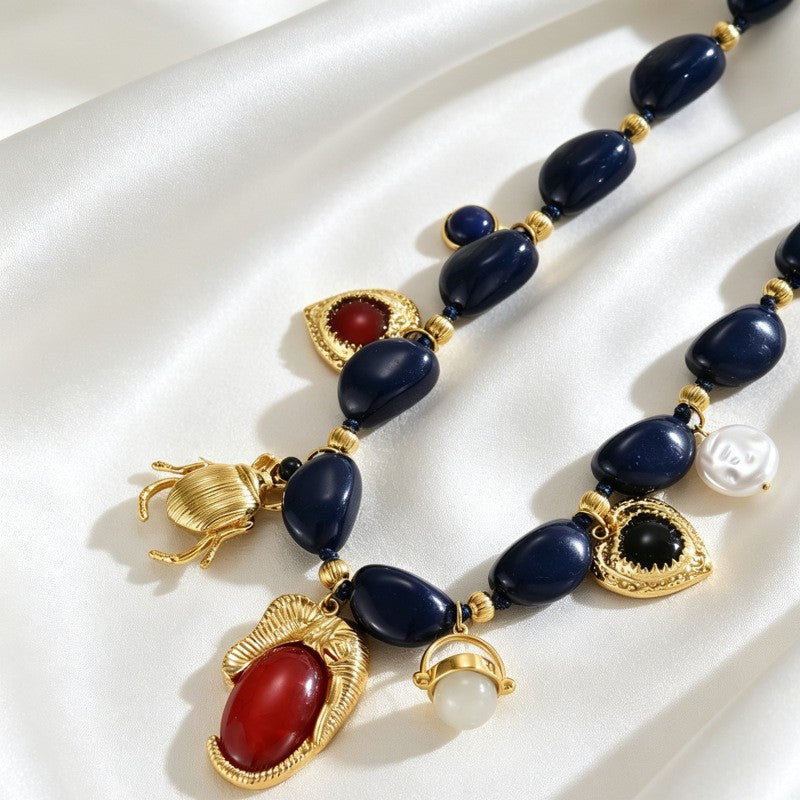 Boho Vintage Egyptian Charm Necklace