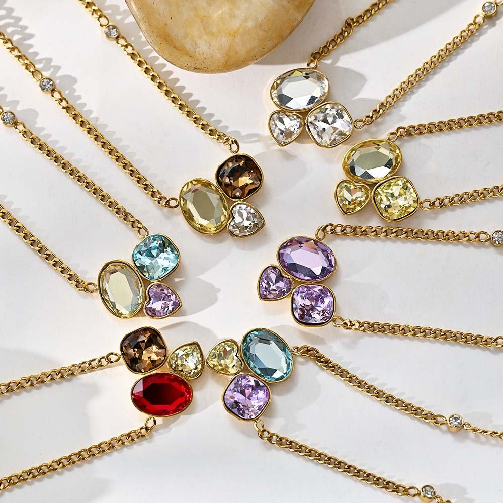 3pc Classy Multicolor Gemstone Layered Necklace Set