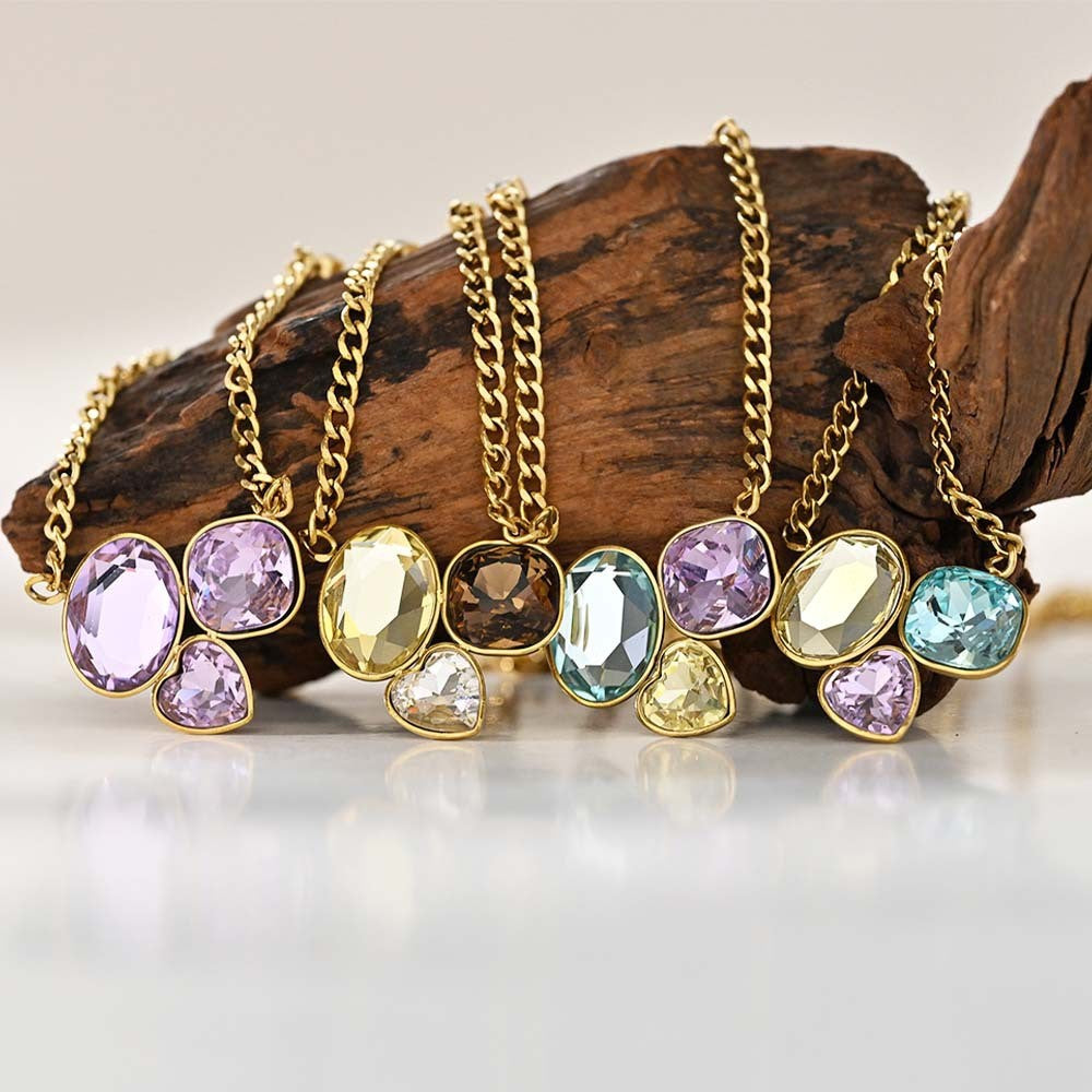 3pc Classy Multicolor Gemstone Layered Necklace Set