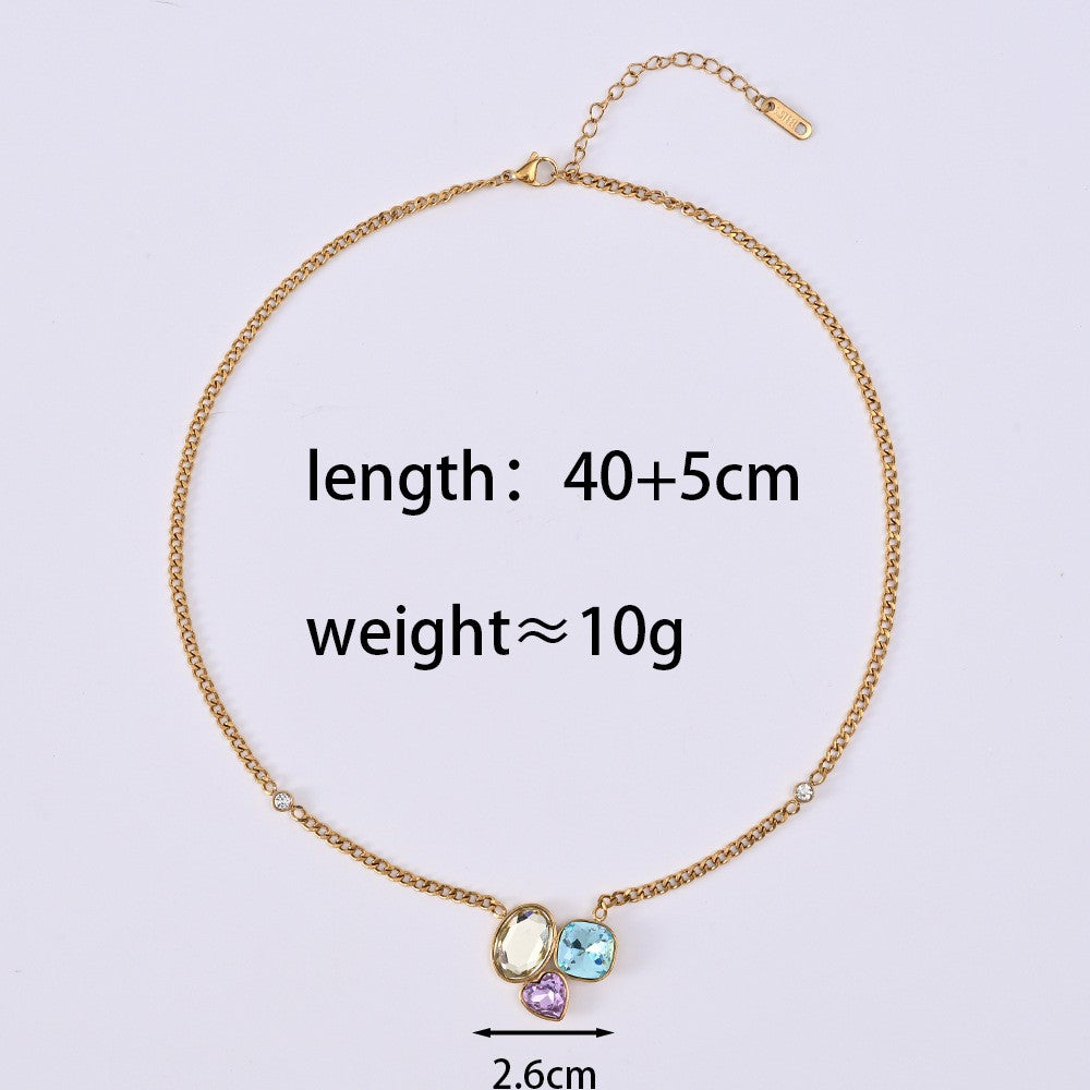 3pc Classy Multicolor Gemstone Layered Necklace Set