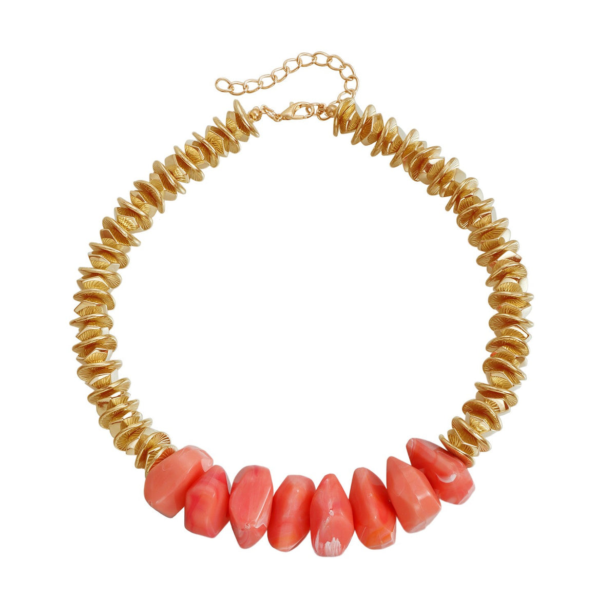 Classy Coral Resin Heart Necklace