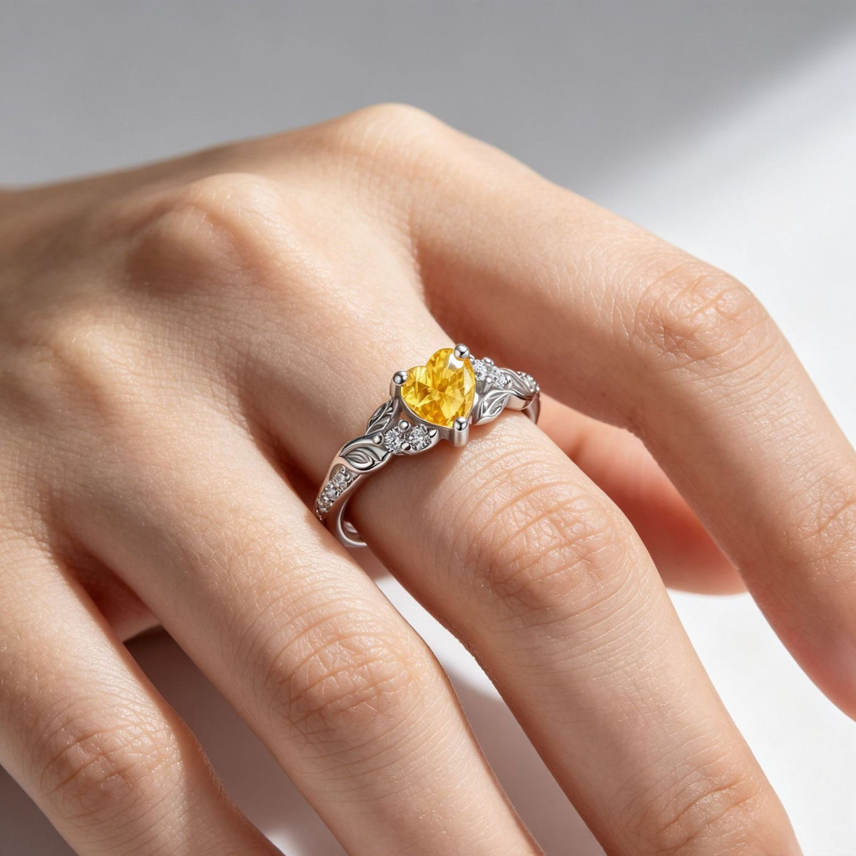 Dainty Adjustable Birthstone Heart Ring