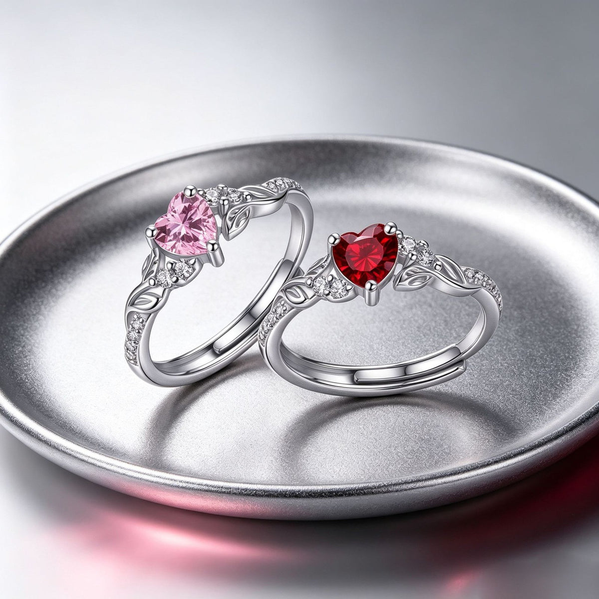 Dainty Adjustable Birthstone Heart Ring