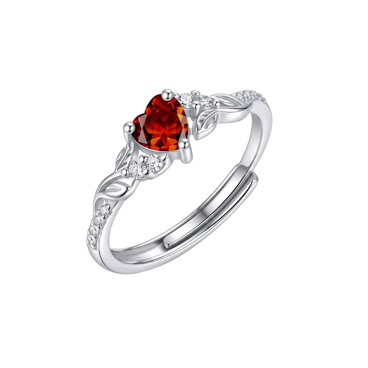 Dainty Adjustable Birthstone Heart Ring