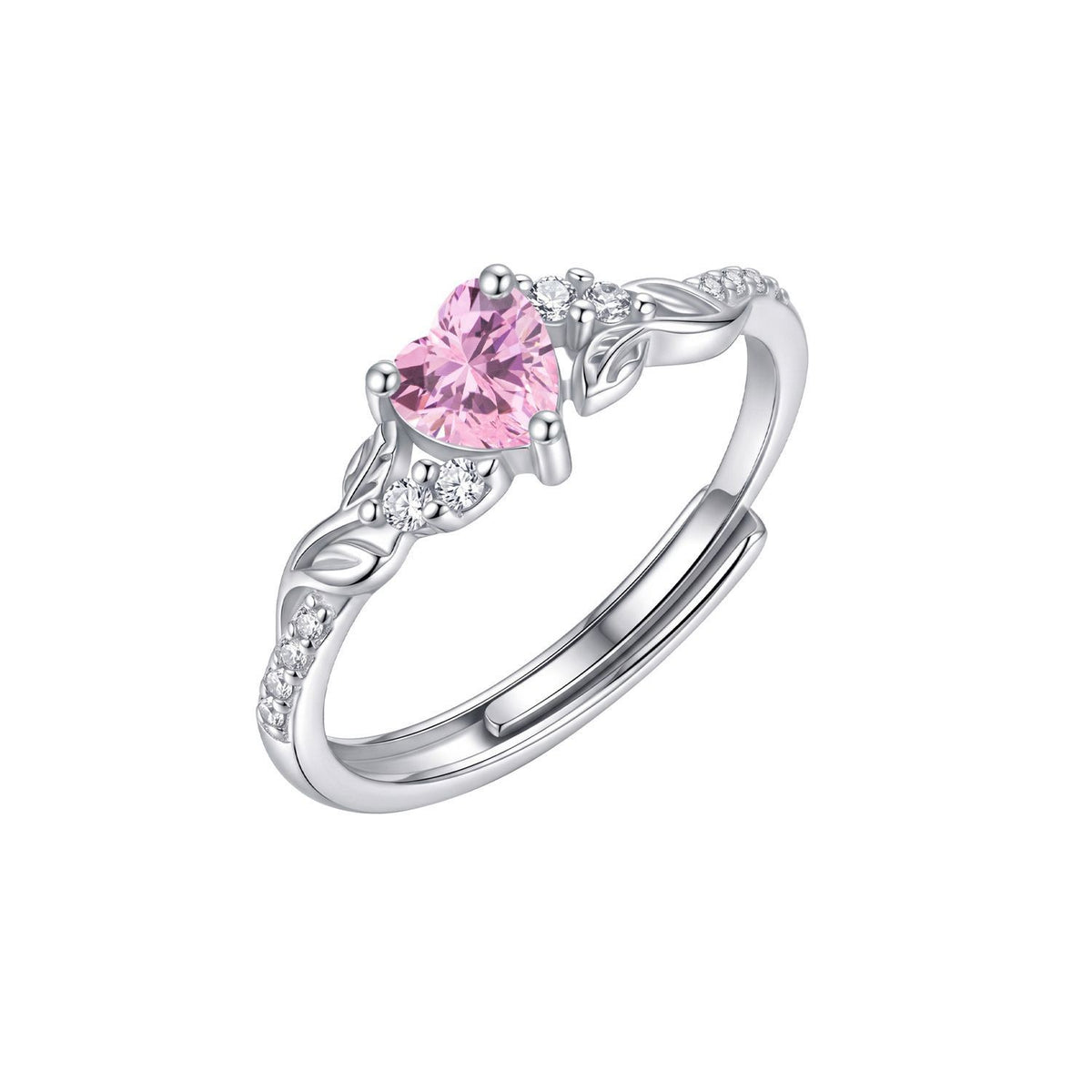 Dainty Adjustable Birthstone Heart Ring