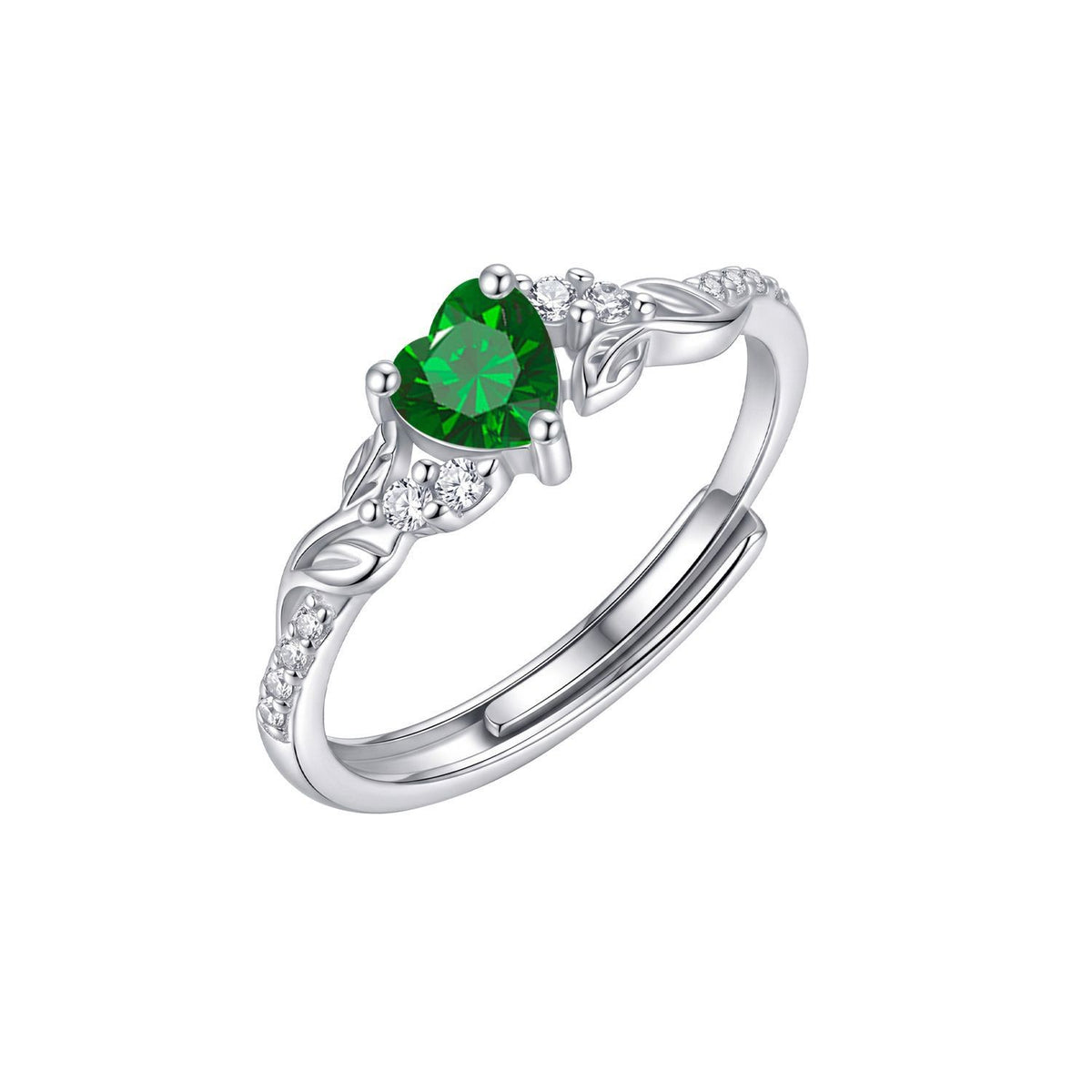Dainty Adjustable Birthstone Heart Ring