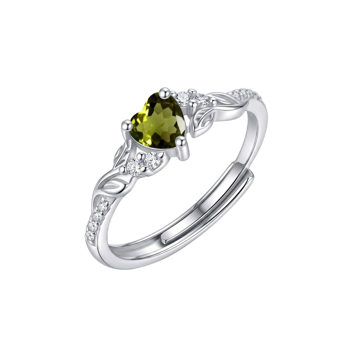 Dainty Adjustable Birthstone Heart Ring