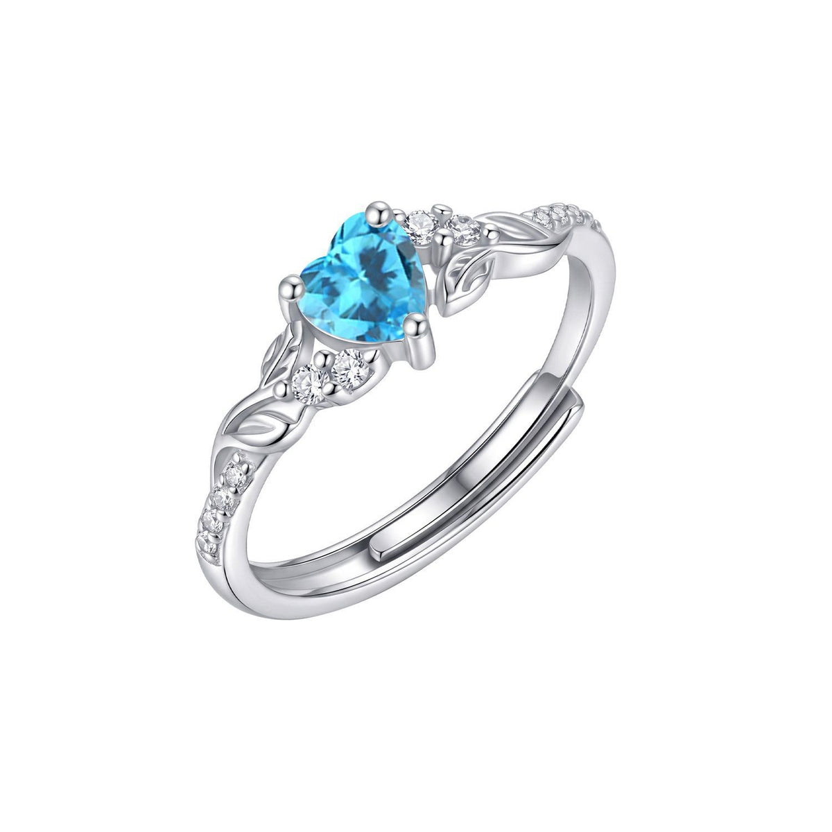 Dainty Adjustable Birthstone Heart Ring