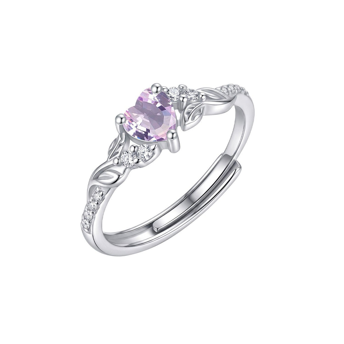 Dainty Adjustable Birthstone Heart Ring