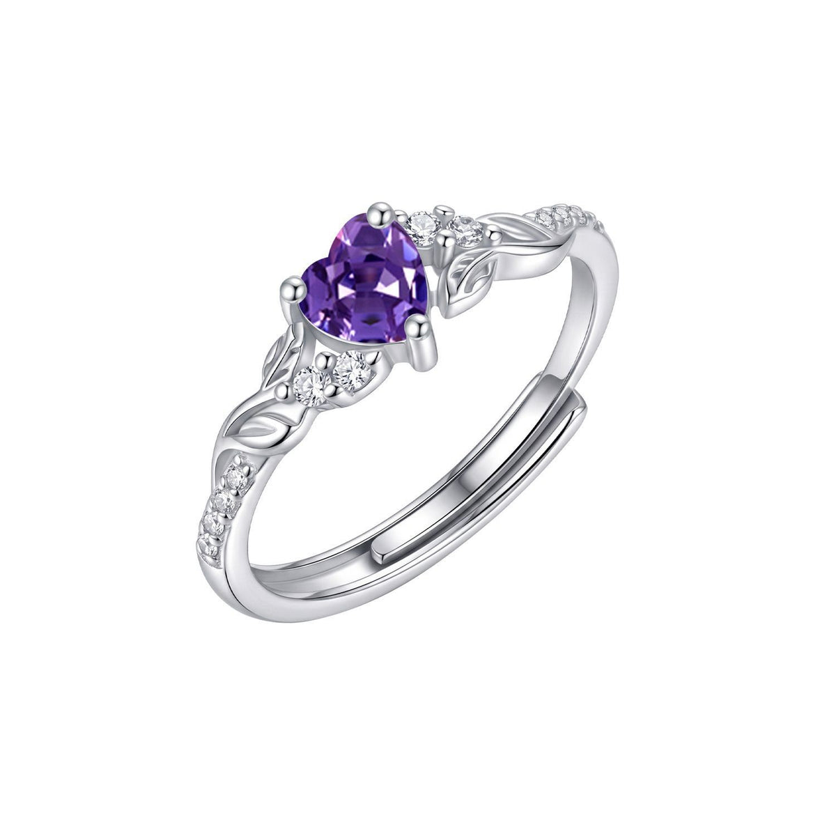 Dainty Adjustable Birthstone Heart Ring