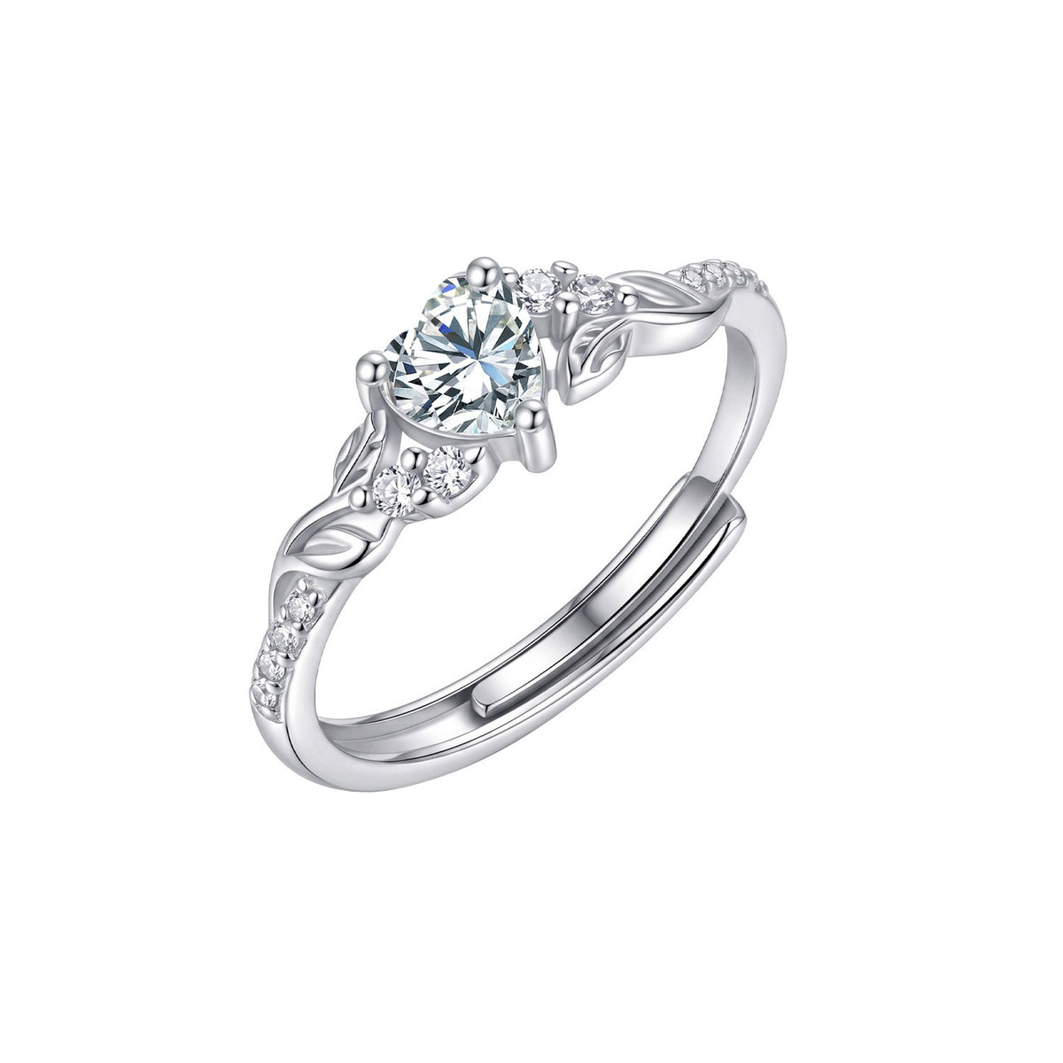 Dainty Adjustable Birthstone Heart Ring