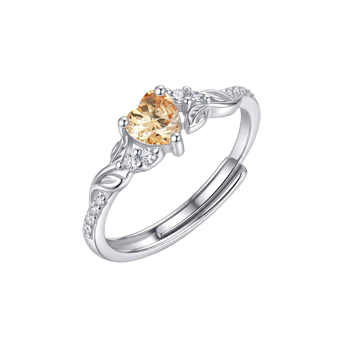 Dainty Adjustable Birthstone Heart Ring