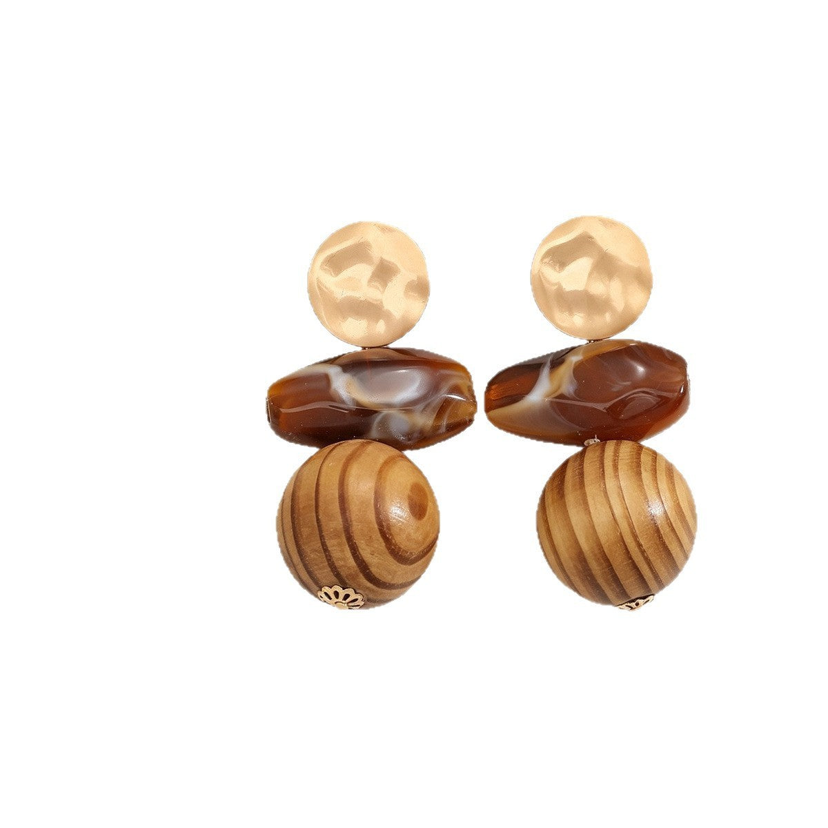 Boho Geometric Wood Drop Earrings