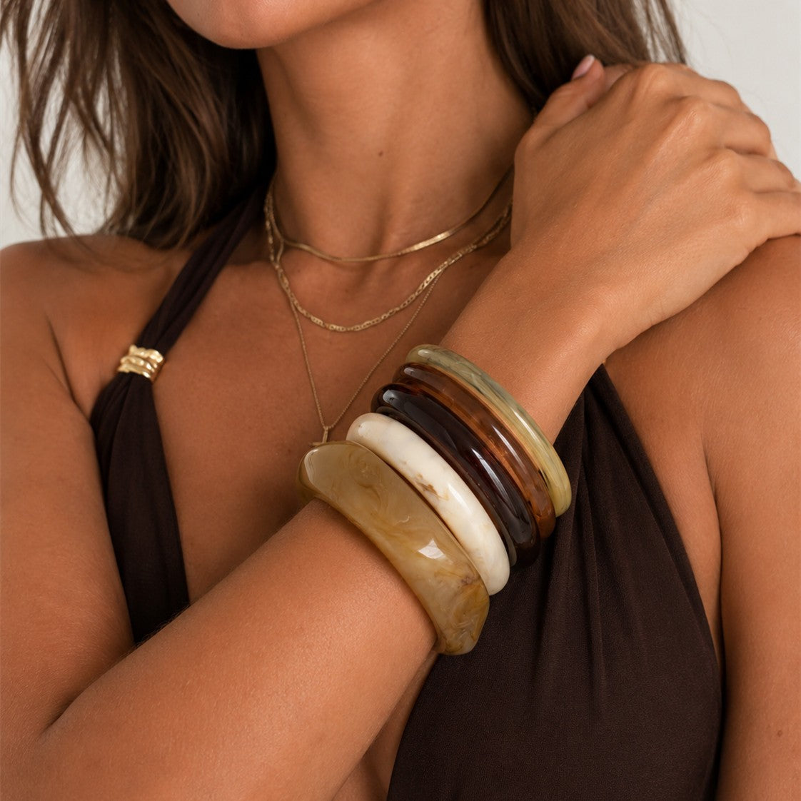 Boho Vintage Resin Bangle Set