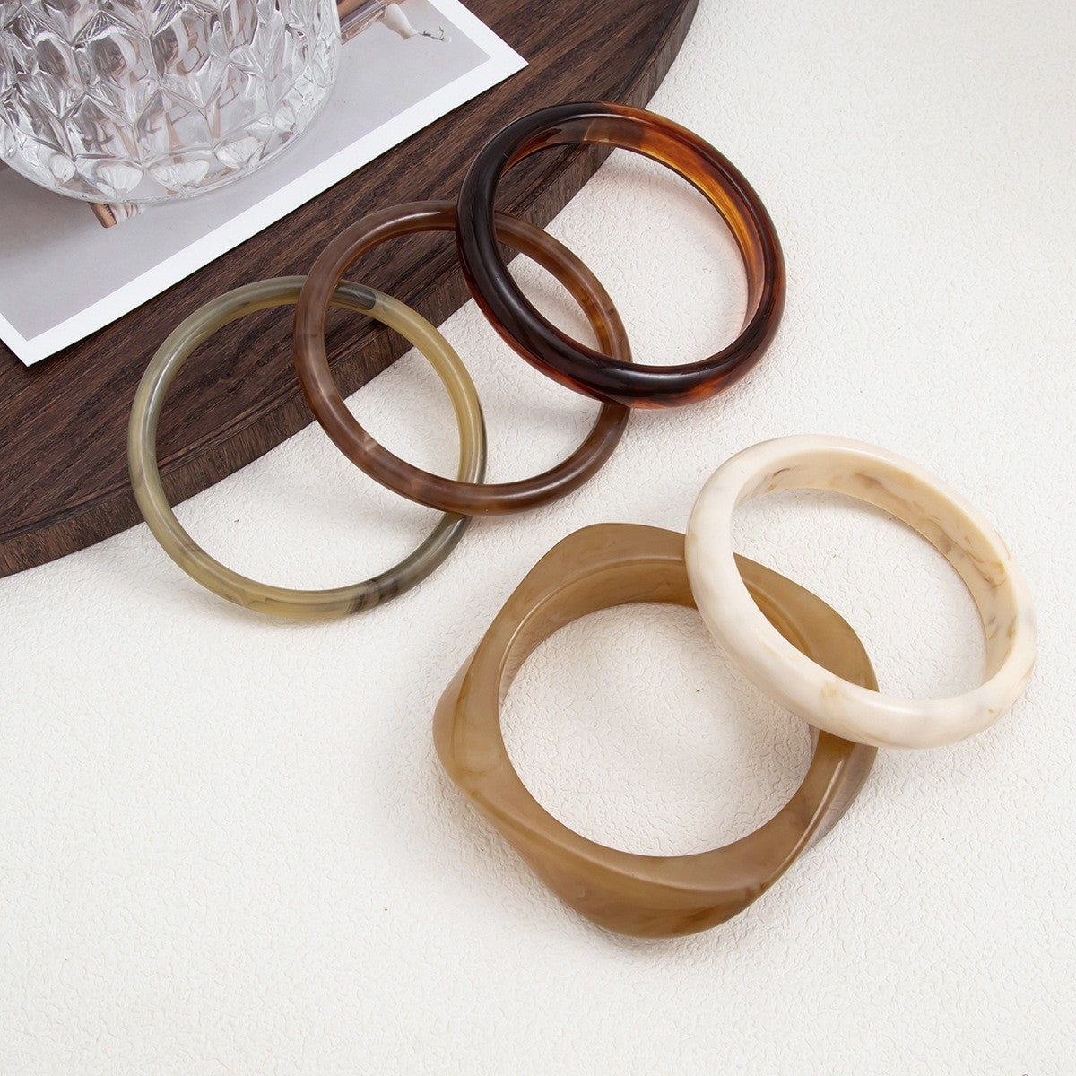 Boho Vintage Resin Bangle Set
