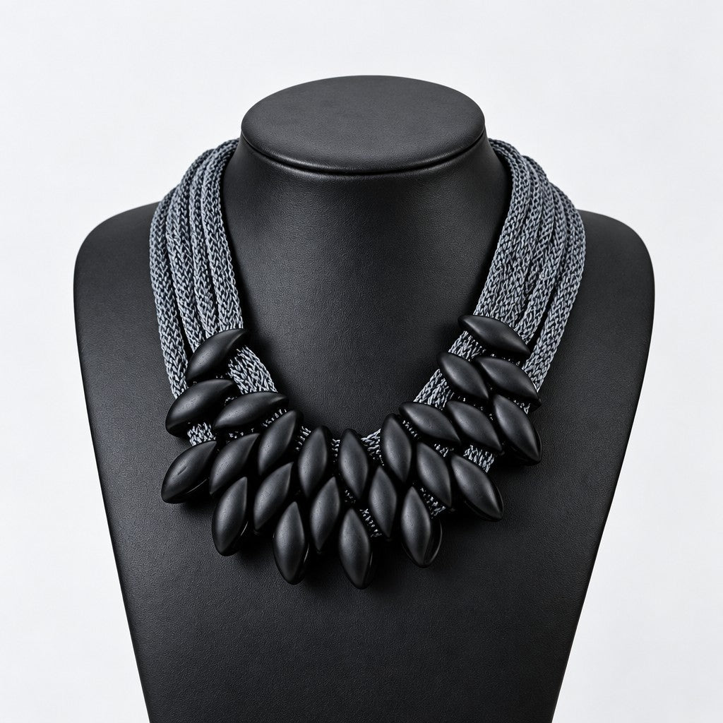 Elegant Multi-Strand Leaf Bib Necklace
