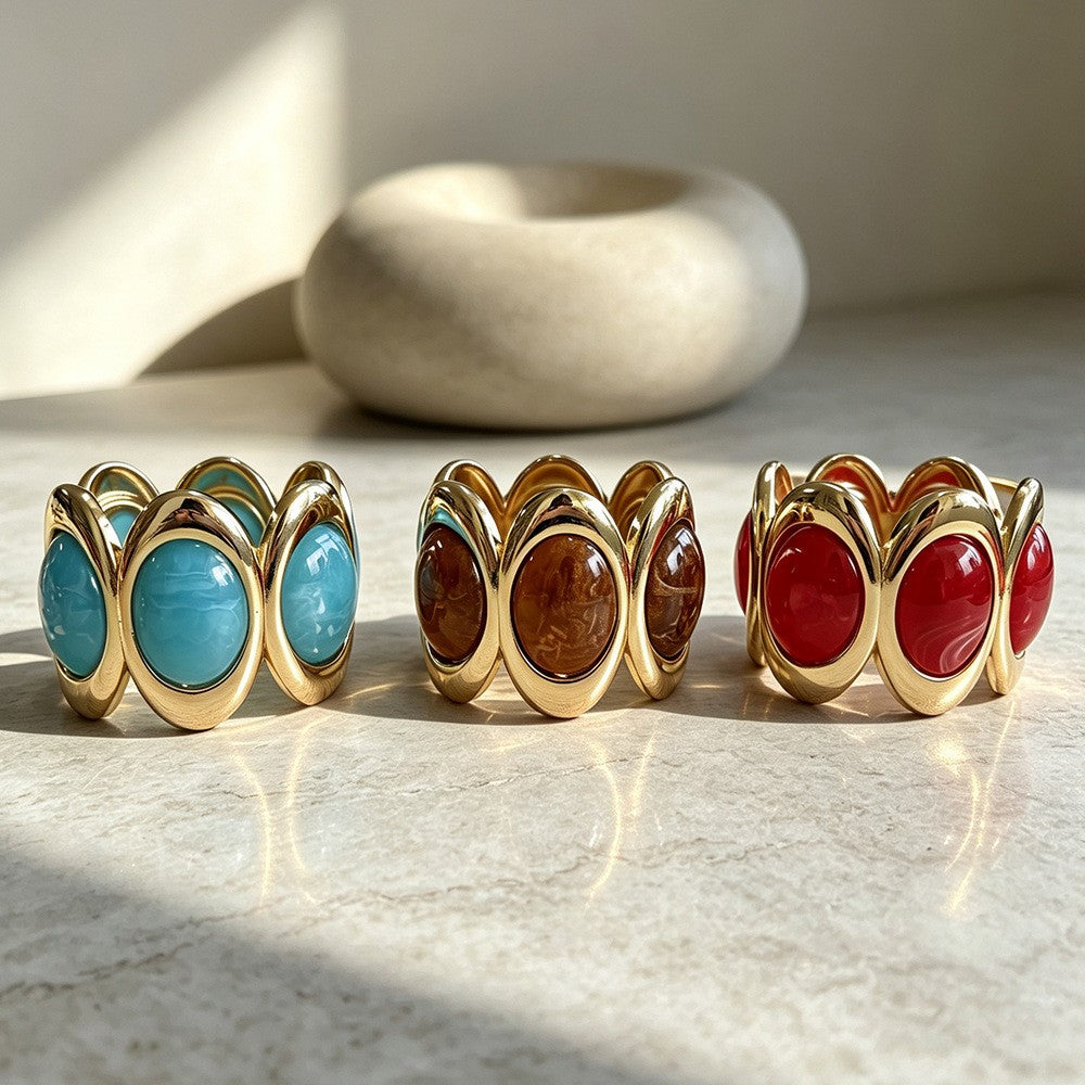 Classy Multicolor Oval Resin Cuff Bracelet