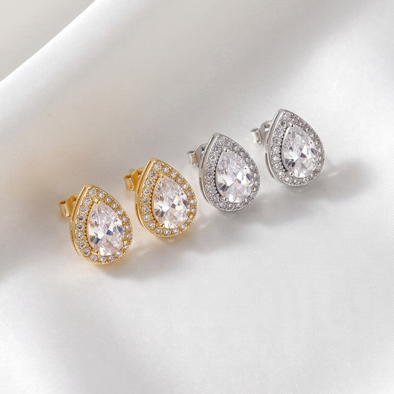 Classy French Vintage Teardrop Stud Earrings