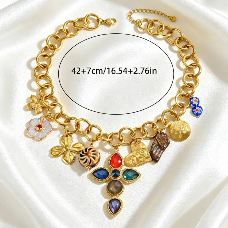 Boho Multi-Charm Statement Necklace