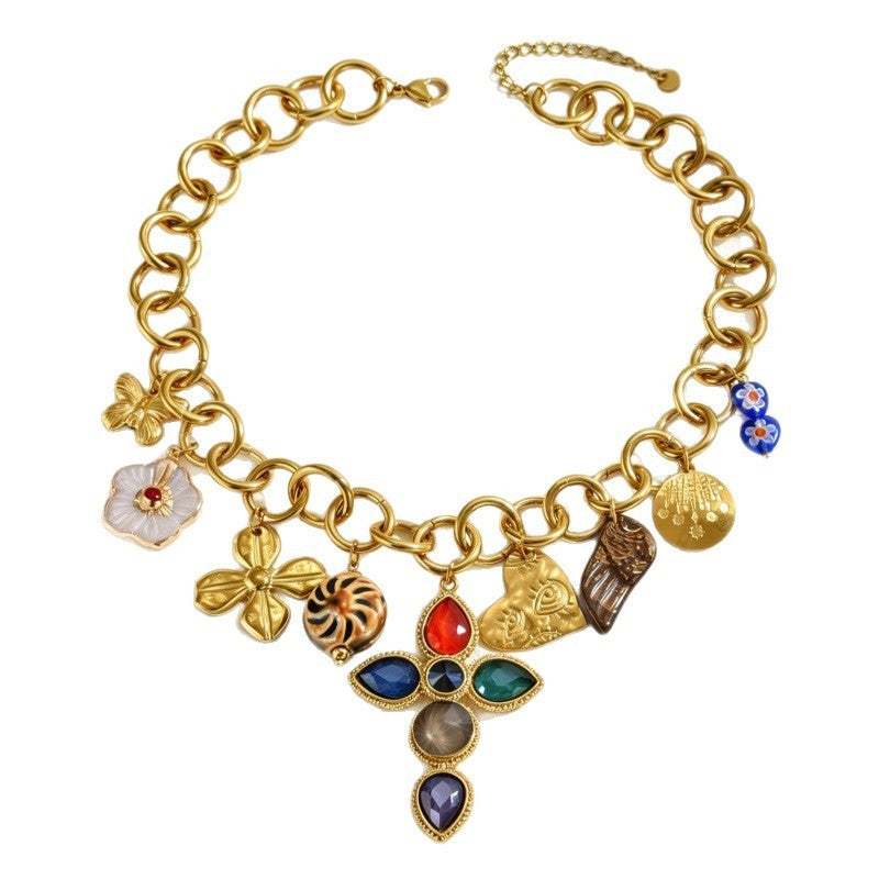Boho Multi-Charm Statement Necklace