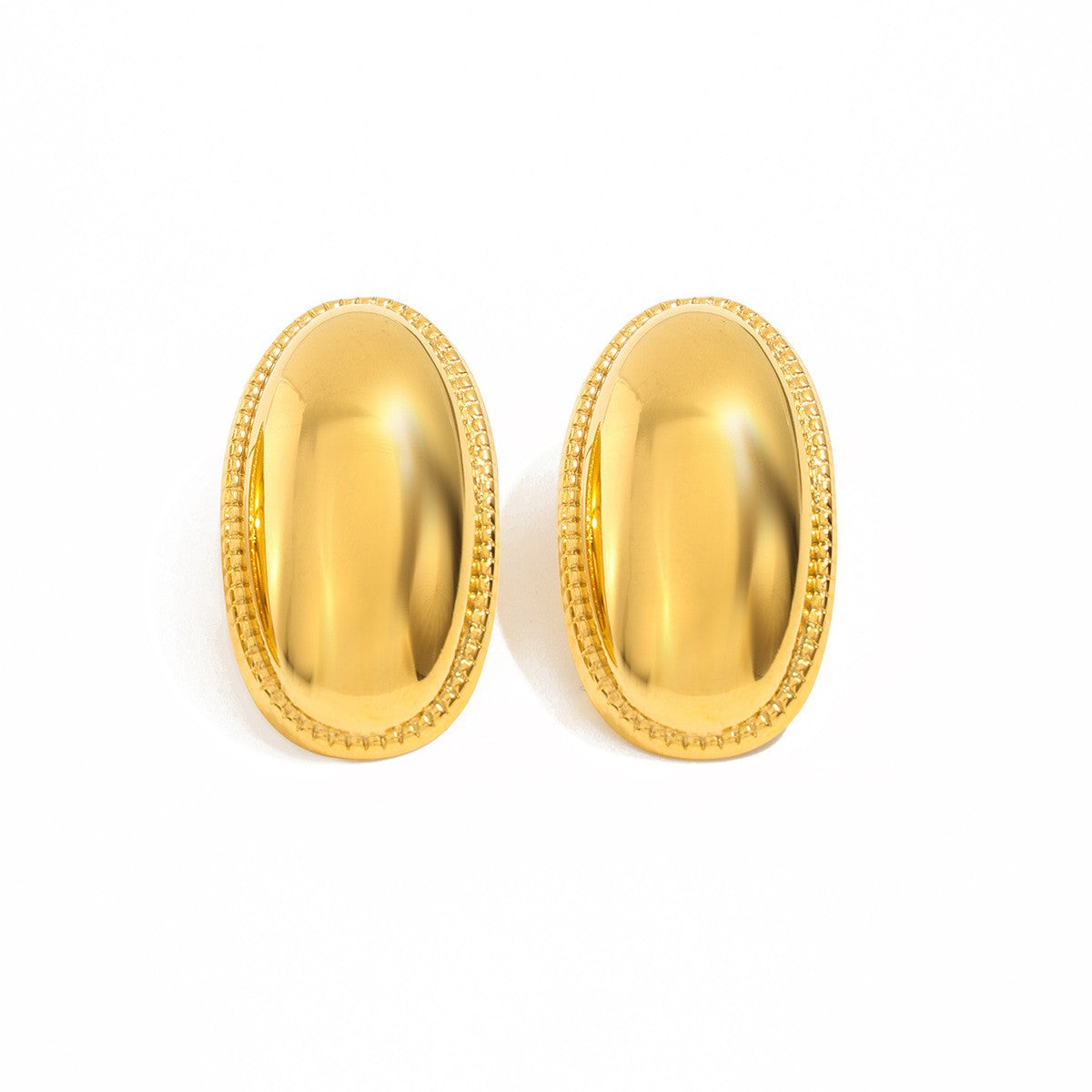 Classy Polished Oval Beaded Stud Earrings
