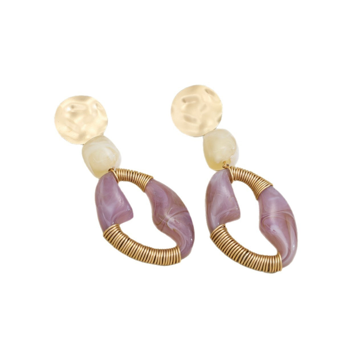 Boho Purple Geometric Drop Earrings