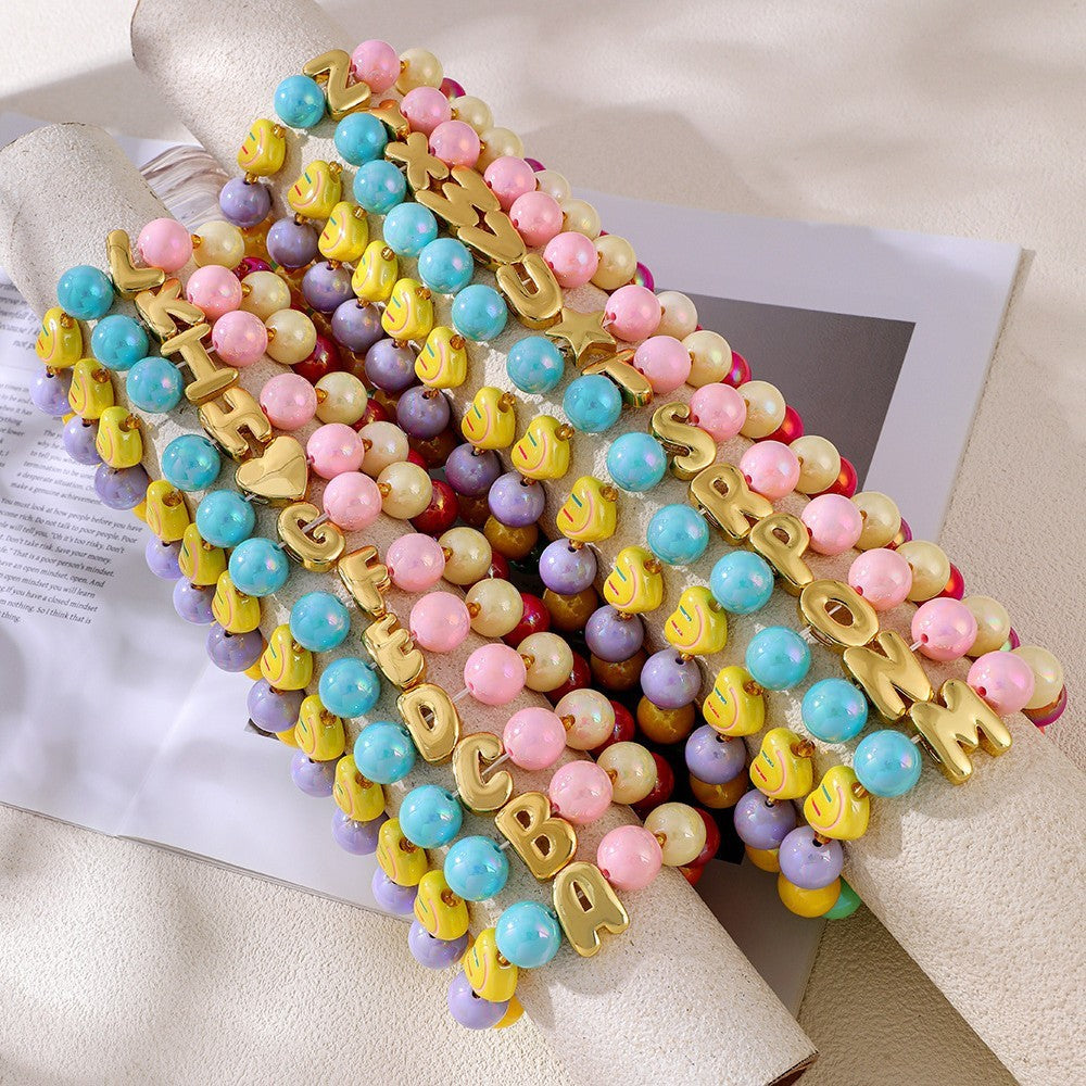Sweet Colorful Resin Beaded Bracelet Stack