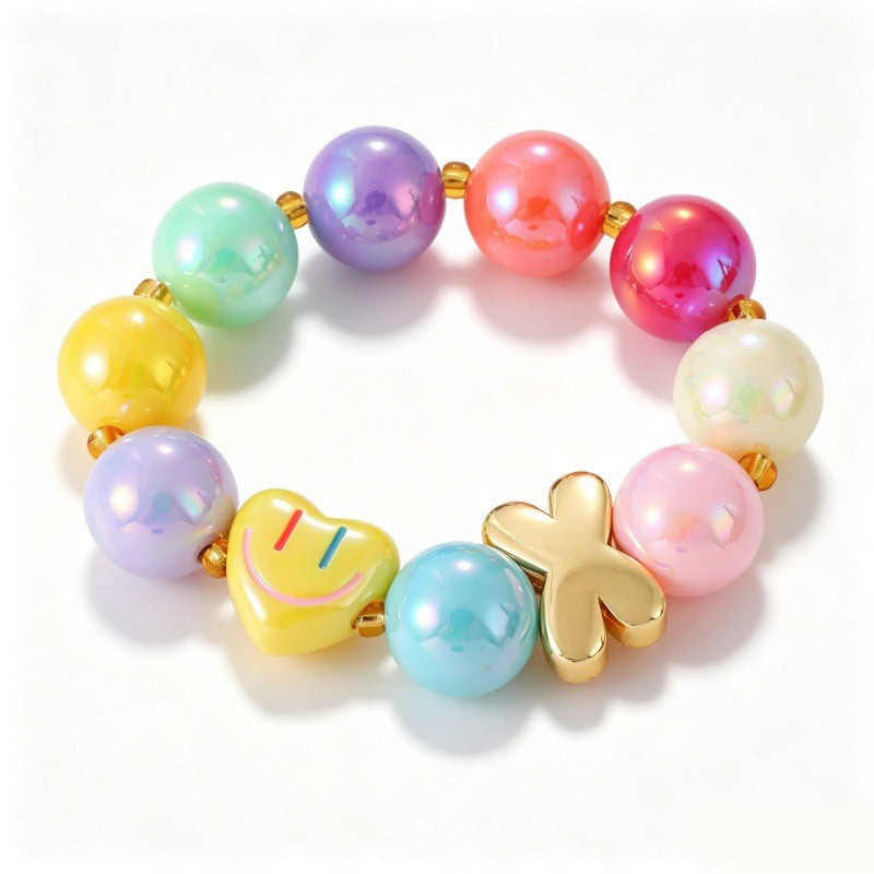 Sweet Colorful Resin Beaded Bracelet Stack