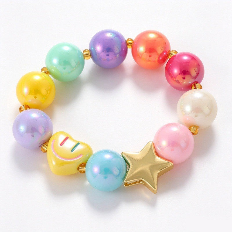 Sweet Colorful Resin Beaded Bracelet Stack
